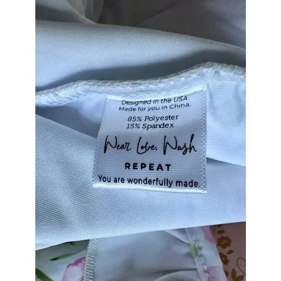 NWT SweetHoney Moxie One Piece Swimsuit Palest Pink Floral Ruffle Preppy 5 - Picture 5 of 6